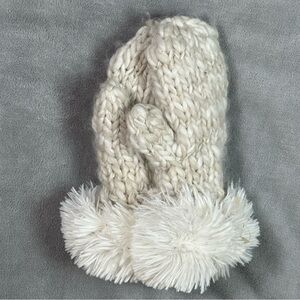 Lemon Cream Knit Mittens with Faux Fur Cuffs